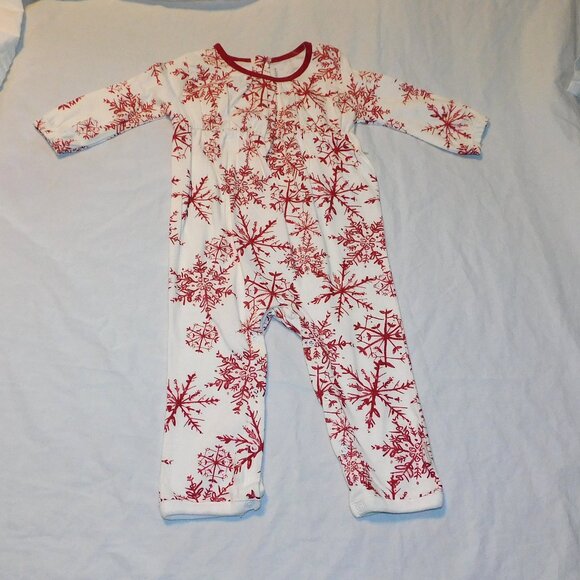Baby Girl Burts Bees Jumpsuit Winter Snowflake First Christmas 12 Months NEW - Picture 1 of 2